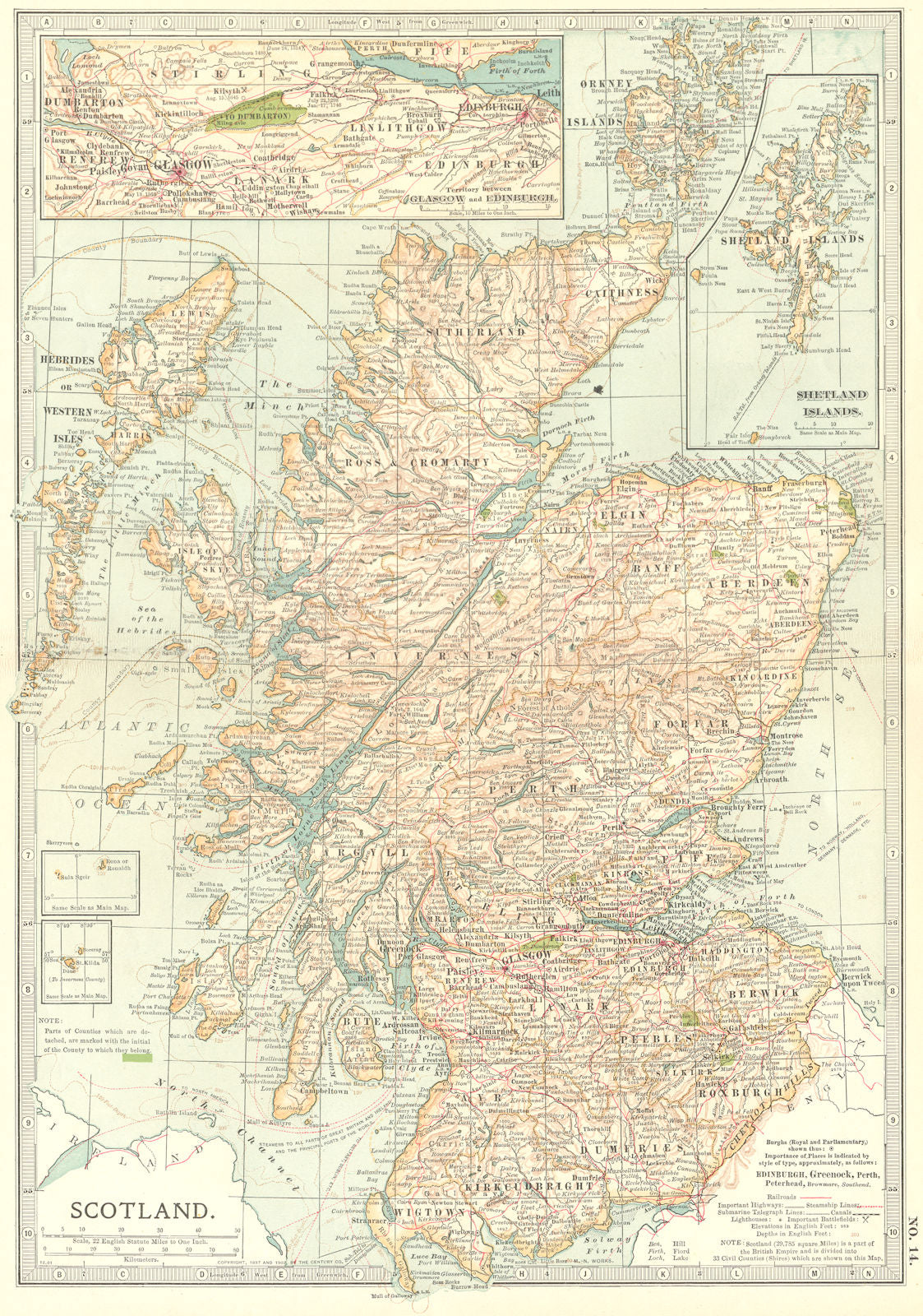 SCOTLAND.  1903 old antique vintage map plan chart